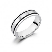 14K White Gold Comfort Feel Engraved Men's Wedding Band