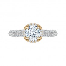 Shah Luxury 14K Two-Tone Gold Euro Shank Round Diamond Engagement Ring (Semi-Mount)