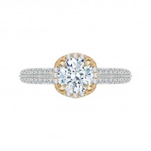 Shah Luxury 14K Two-Tone Gold Euro Shank Round Diamond Engagement Ring (Semi-Mount)