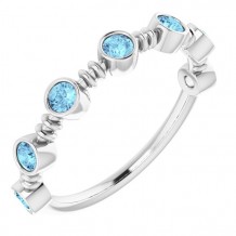 14K White Aquamarine Bezel-Set Ring