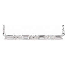 14K White 1/2 CTW Diamond Bar 16-18 Necklace