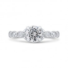 Shah Luxury 14K White Gold Split Shank Round Diamond Engagement Ring (Semi-Mount)