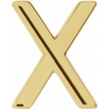 14K Yellow Single Initial X Earring