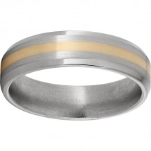 Titanium Beveled Edge Band with a 2mm 14K Yellow Gold Inlay and Satin Finish