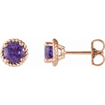 14K Rose Amethyst Rope Earrings