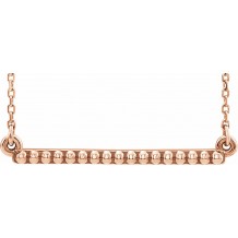 14K Rose Beaded Bar 16-18 Necklace