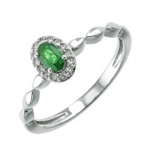 Gems One 10Kt White Gold Diamond (1/12Ctw) & Emerald (1/3 Ctw) Ring