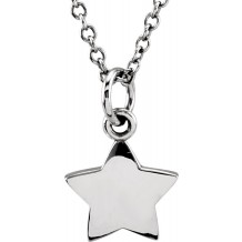 14K White Tiny Poshu00ae Star 16-18 Necklace