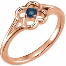 14K Rose Blue Sapphire Youth Flower Ring