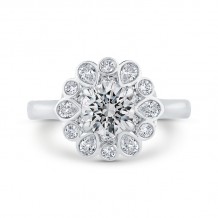 Shah Luxury 14K White Gold Round Cut Diamond Halo Engagement Ring (Semi-Mount)