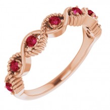14K Rose Ruby Stackable Ring