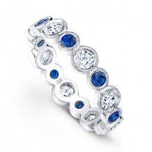 Beverley K 18k White Gold Diamond and Blue Sapphire Band