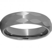 Rugged Tungsten  6mm Domed Band with Oval Facets and Polished Finish