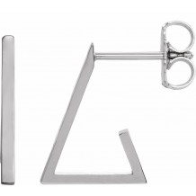 14K White Triangle Hoop Earrings