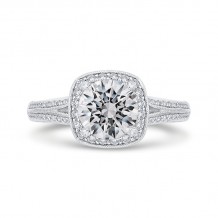 Shah Luxury 14K Two-Tone Gold Diamond Halo Engagement Ring with Euro Shank (Semi-Mount)