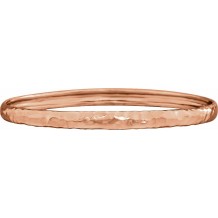 14K Rose 5.1 mm Hammered Bangle 7 1/2 Bracelet