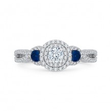 Shah Luxury 18k White Gold Diamond Promezza Engagement Ring with Round Center