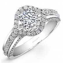18K White Gold Evil Eye Diamond Halo Engagement Ring