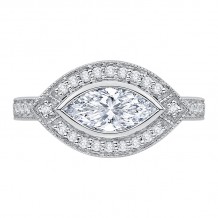 Shah Luxury 14K White Gold Marquise Diamond Halo Engagement Ring (Semi-Mount)
