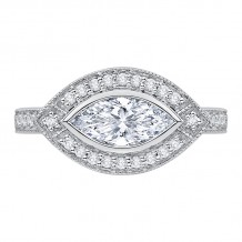 Shah Luxury 14K White Gold Marquise Diamond Halo Engagement Ring (Semi-Mount)