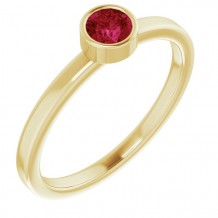 14K Yellow 4 mm Round Ruby Ring