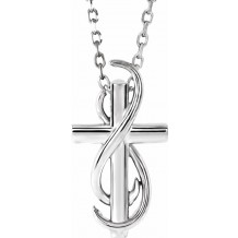 14K White Cross 16-18 Necklace