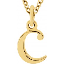 14K Yellow Lowercase Initial c 16 Necklace