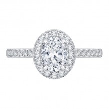 Shah Luxury 14K White Gold Oval Diamond Halo Engagement Ring with Euro Shank (Semi-Mount)