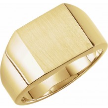 14K Yellow 12 mm Square Signet Ring