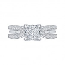 Shah Luxury 14K White Gold Princess Cut Diamond Engagement Ring with Split Shank (Semi-Mount)