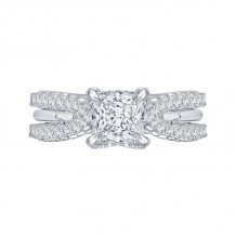 Shah Luxury 14K White Gold Princess Cut Diamond Engagement Ring with Split Shank (Semi-Mount)