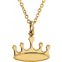 14K Yellow Tiny Poshu00ae Crown 16-18 Necklace