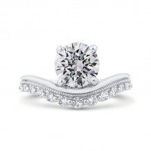 Shah Luxury 14K White Gold Round Cut Diamond Engagement Ring (With Center)