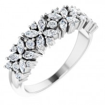 14K White 3/4 CTW Diamond Floral Anniversary Band