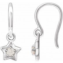 14K White 3 mm Round June Youth Star Birthstone Earrings