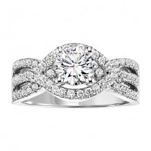 14k White Gold 1/2ct Diamond Engagement Ring with 1ct Center Stone