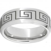 Serinium Beveled Edge Band with a Greek Pattern Laser Engraving