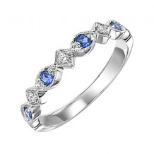 Gems One 14Kt White Gold Diamond (1/20Ctw) & Sapphire (1/6 Ctw) Ring