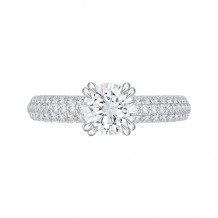 Shah Luxury Round Diamond Euro Shank Cathedral Style Engagement Ring In 14K White Gold (Semi-Mount)
