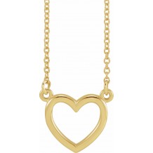 14K Yellow 10.8x10 mm Heart 16 Necklace