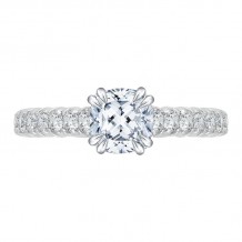 Shah Luxury 14K White Gold Cushion Diamond Cathedral Style Engagement Ring with Euro Shank (Semi-Mount)