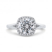 Shah Luxury 14K White Gold Round Cut Diamond Split Shank Halo Engagement Ring (Semi-Mount)