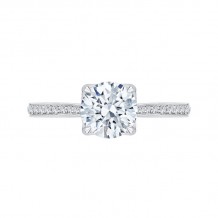 Shah Luxury Round Diamond Cathedral Style Engagement Ring In 14K White Gold (Semi-Mount)