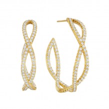 Henri Daussi 14k Yellow Gold Diamond Hoop Earrings