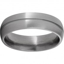 Titanium Domed Band with a Satin Finish and One 1mm Groove
