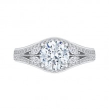 Shah Luxury 14K White Gold Round Diamond Engagement Ring with Split Shank (Semi-Mount)