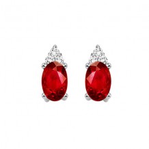 Gems One 10Kt White Gold Diamond (1/20Ctw) & Garnet (5/8 Ctw) Earring