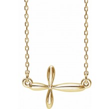 14K Yellow Sideways Cross 16-18 Necklace