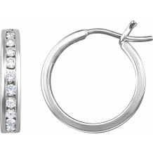 14K White 1/2 CTW Diamond Hoop Earrings