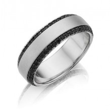 Henri Daussi 7mm Men's Wedding Band  Platinum White 0.95 Ctw.